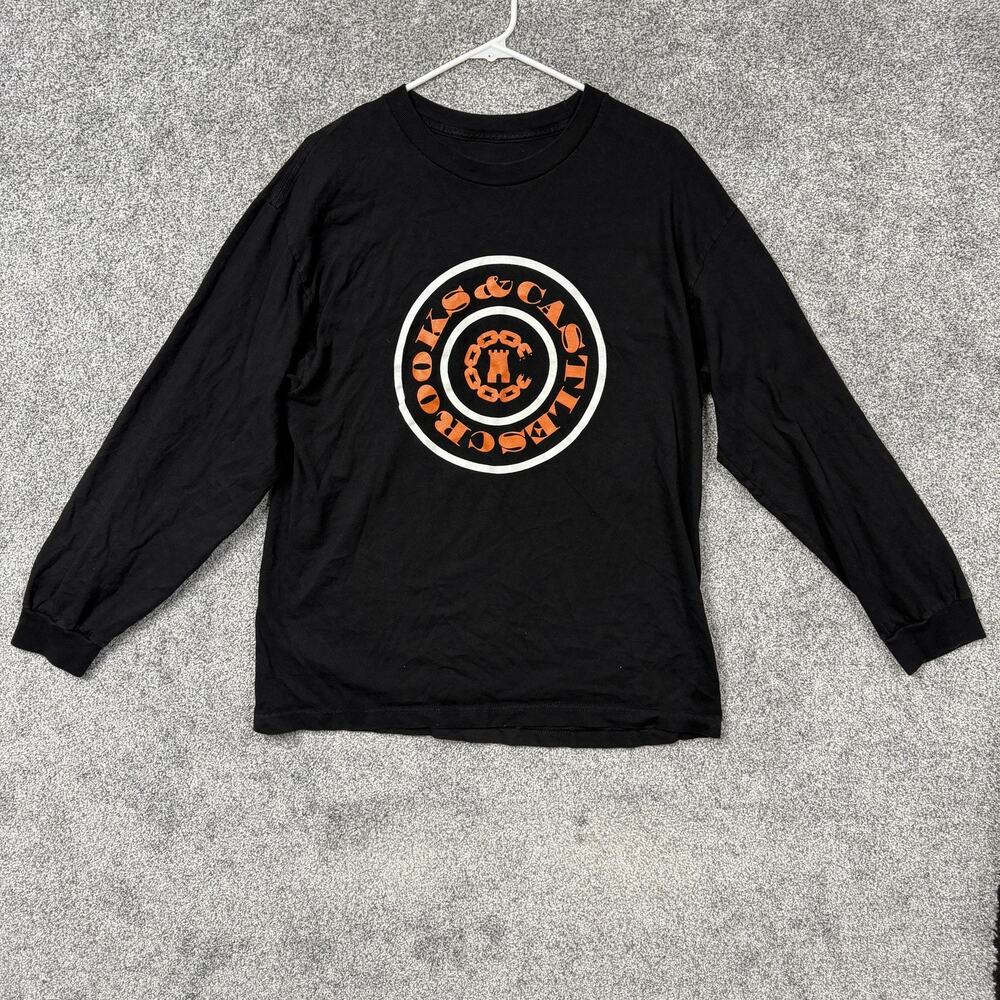 Crooks & Castles Sweatshirt Mens L Black Orange Logo Streetwear Skater Y2K